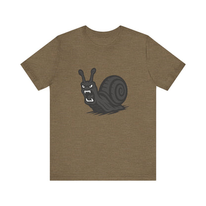 Angry Snail Graphic T-Shirt – Savage Screaming Snail Dark Theme Design on Black Tee for Bold Humor, Streetwear, and Weird Animal Vibes. Unisex Jersey Short Sleeve Tee