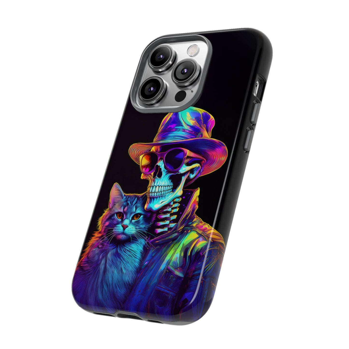 Skeleton holding a Cat Cell Phone Case 002