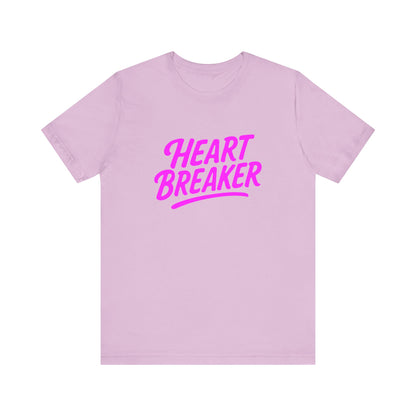 Colorful Design Heartbreaker Shirt – Neon Pink Retro Script Tee for Bold Women with Savage Energy. Unisex Jersey Short Sleeve Tee