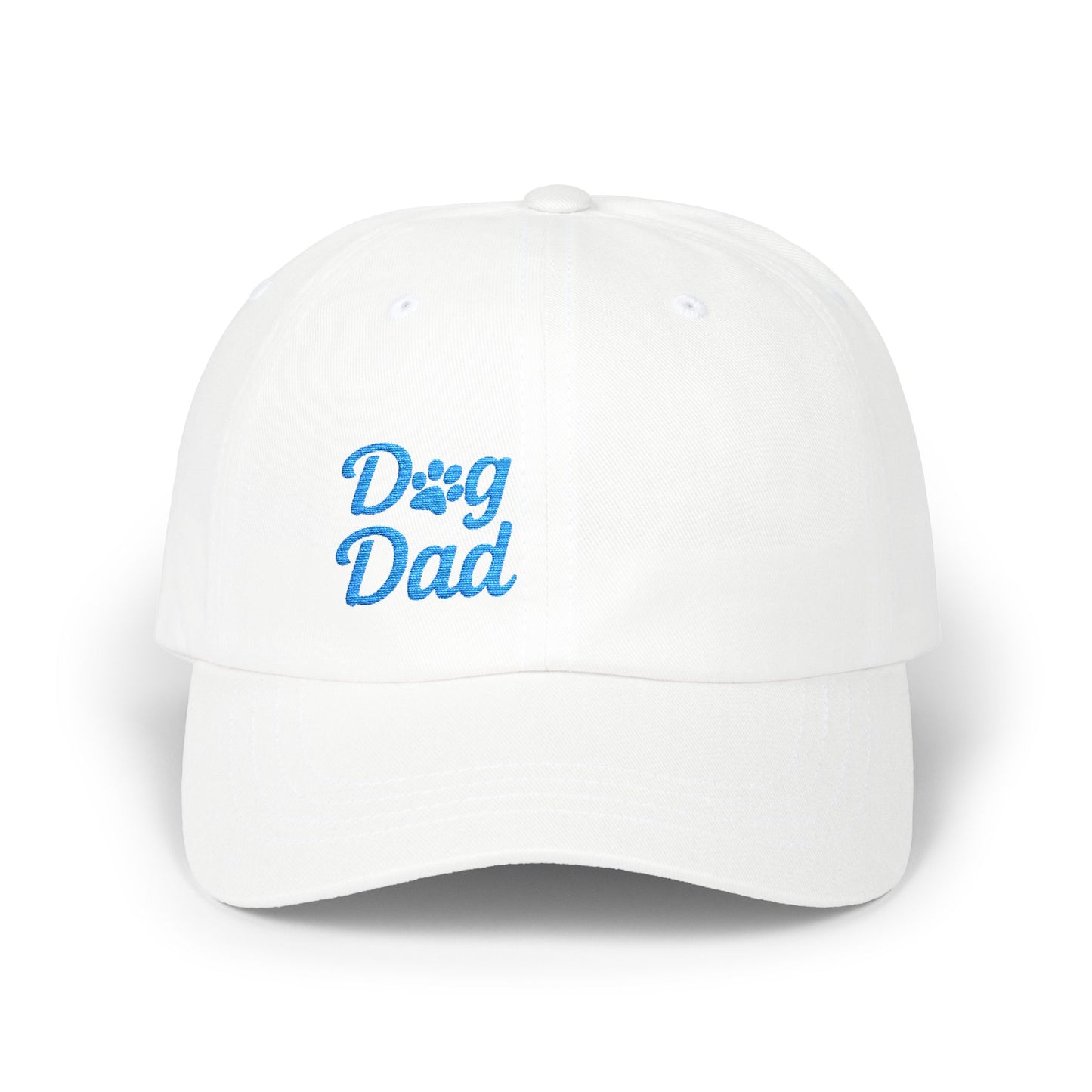 Dog Dad Classic Dad Hat – Embroidered Minimalist Dog Face Hat for Proud Pet Dads and Canine Companions. Blue Letters