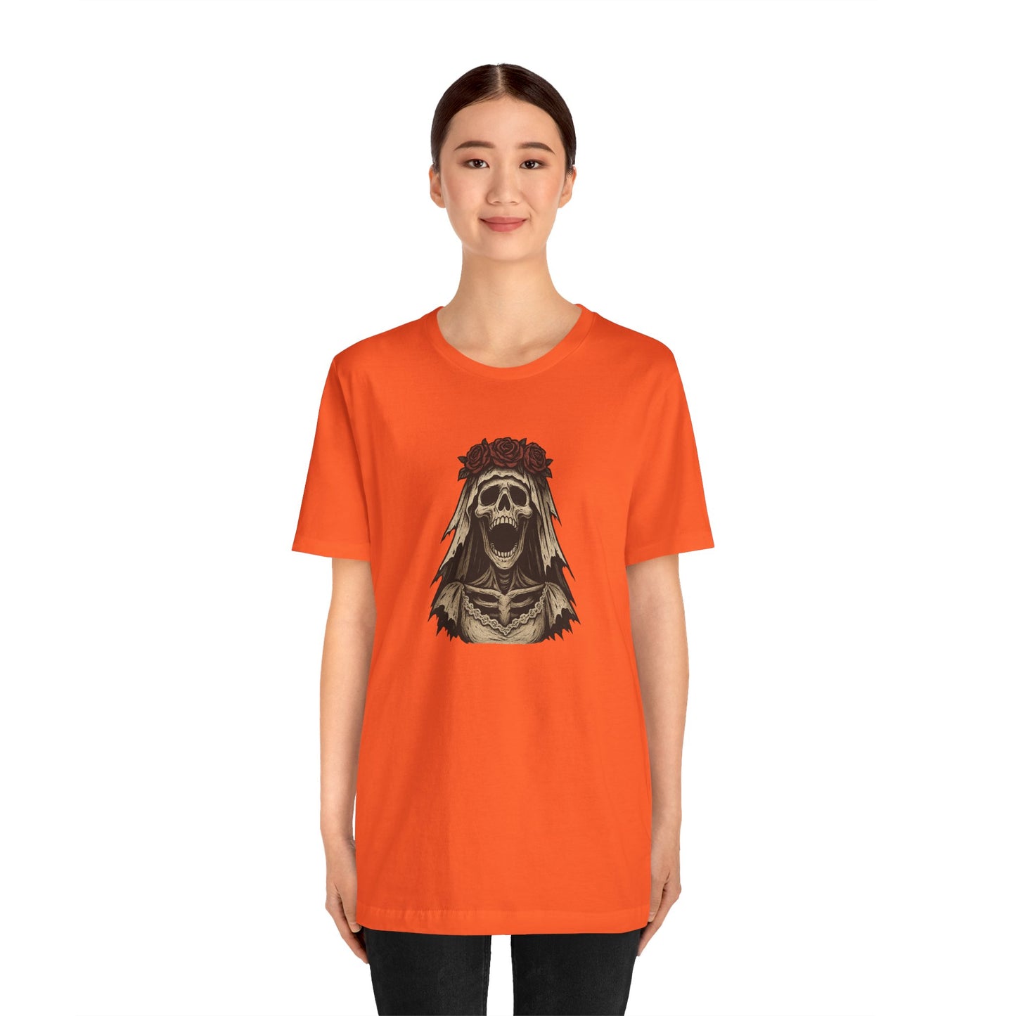 Screaming Skeleton Bride Halloween Shirt – Gothic Undead Bride Graphic Tee for Spooky Season Horror Fans