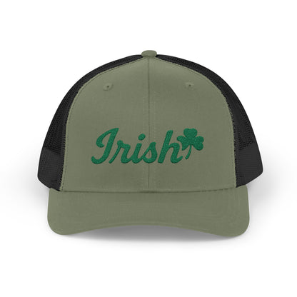 Irish Trucker Hat – Green Shamrock Hat with Script Embroidery for St. Patrick’s Day and Irish Pride