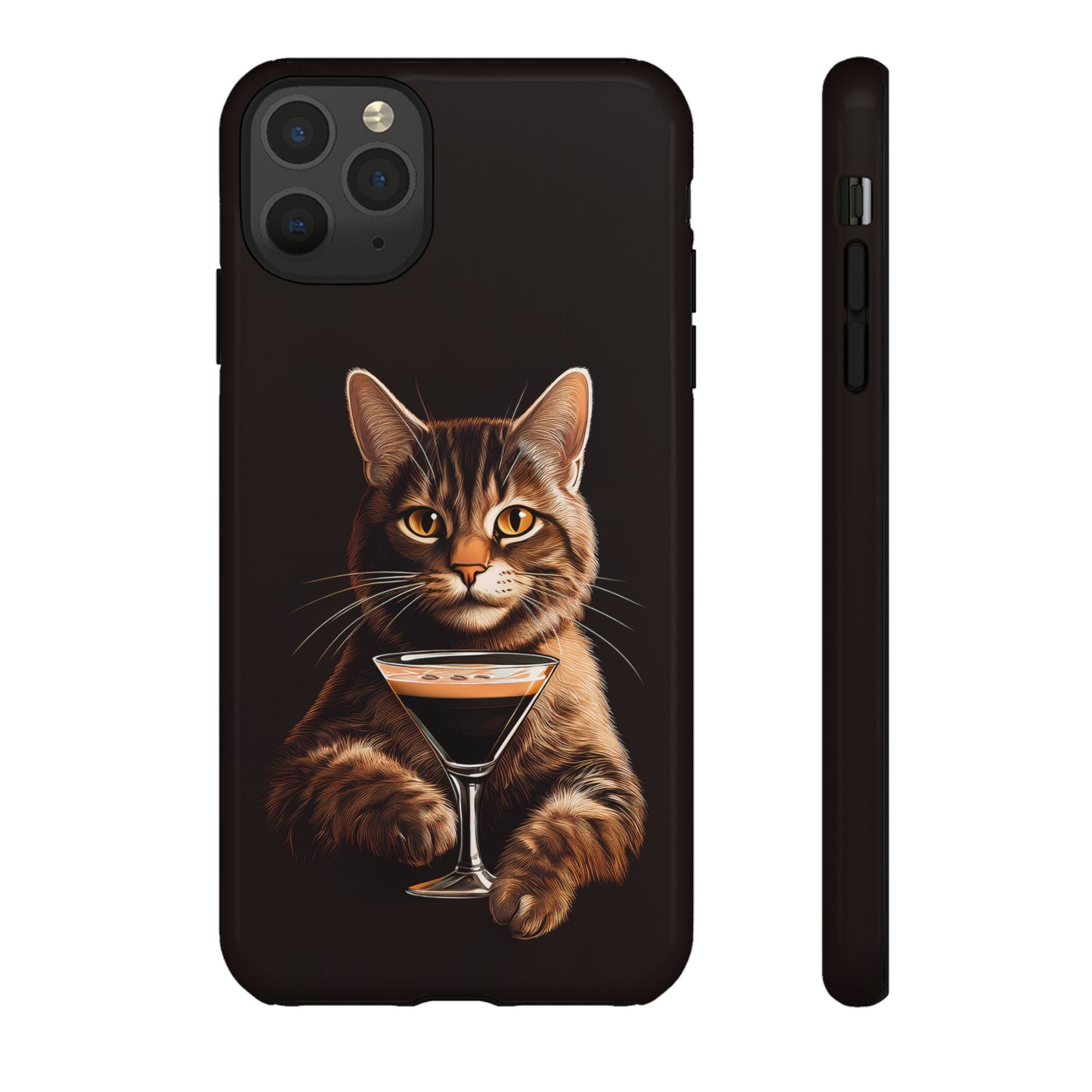 Sophisticated Cat with Espresso Martini Cell Phone Case 001