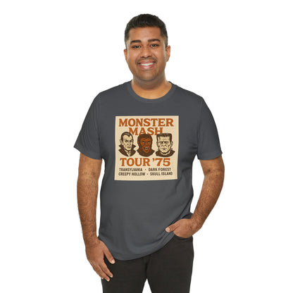 Monster Mash Tour '75 Halloween Shirt – Vintage Horror Band Tee Featuring Dracula, Wolfman, Frankenstein