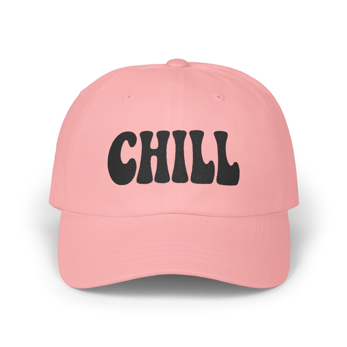 Chill Classic Dad Hat – Embroidered Relaxed Script Hat for Easygoing Vibes and Everyday Cool. Black Letters