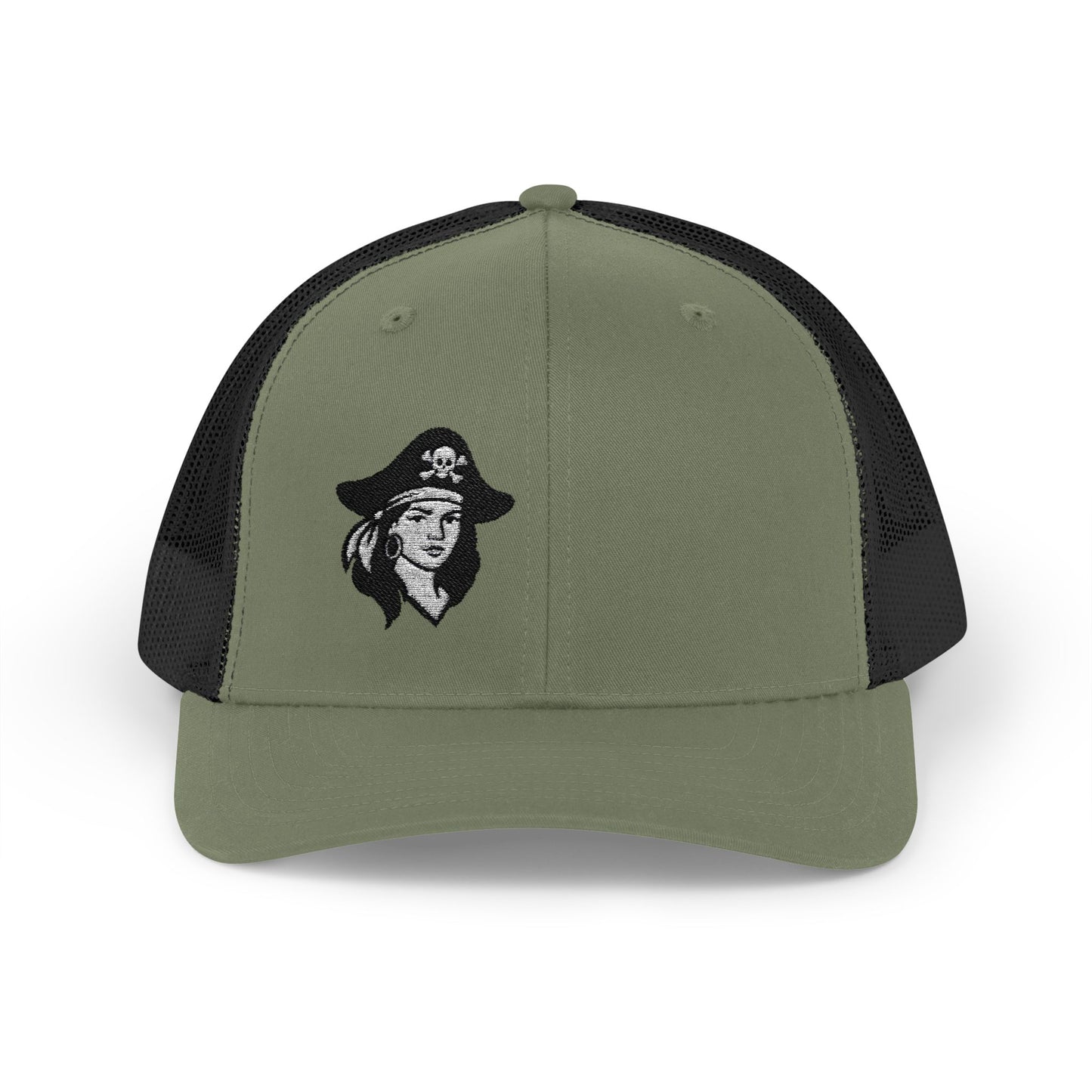 Hot Pirate Girl Trucker Hat – Bold Skull and Crossbones Hat with Retro Attitude and Seafaring Sass
