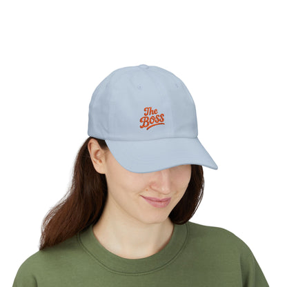 The Boss Classic Dad Hat – Embroidered Funny Statement Hat for Confident Leaders and Power Players. Orange Letters