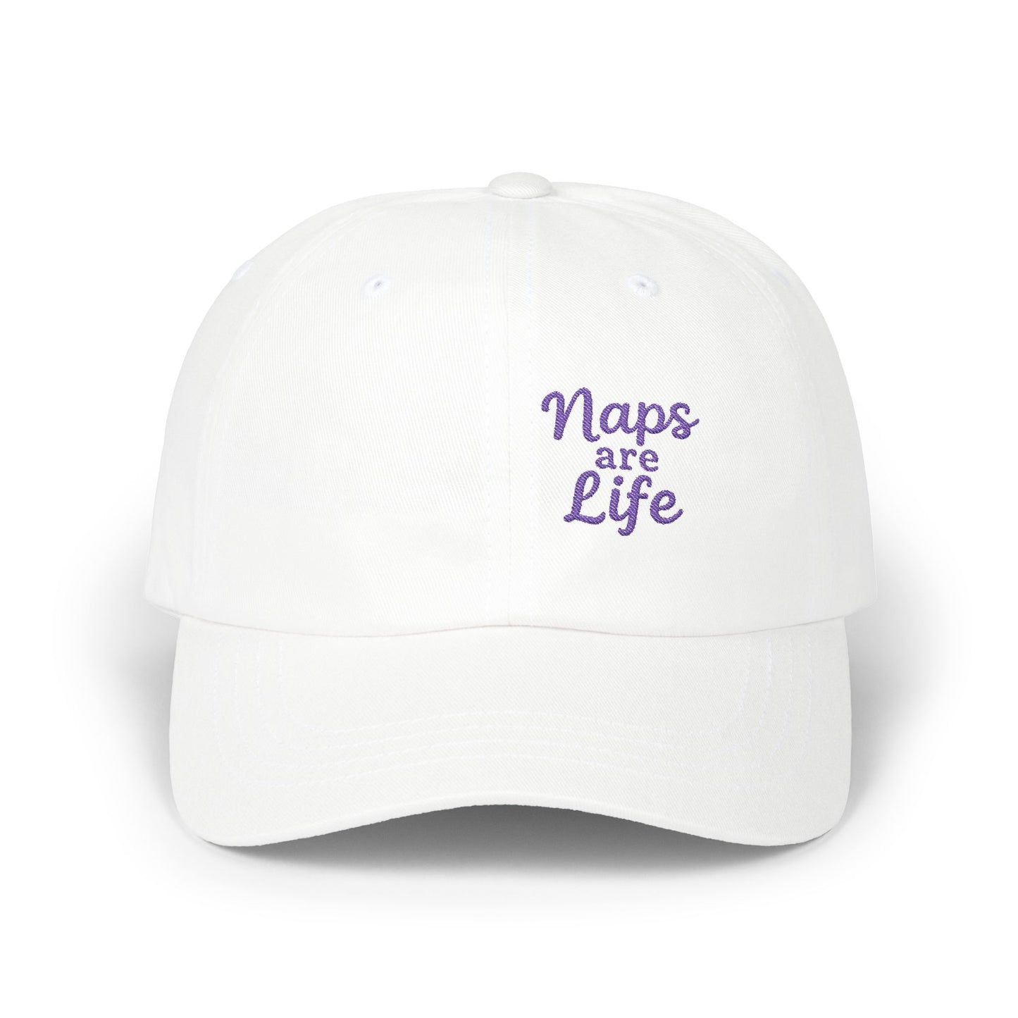 Naps Are Life Embroidered Classic Dad Hat – Cozy Comfort Hat for Nap Lovers, Rest Day Mood, and Chill Style. Purple Letters