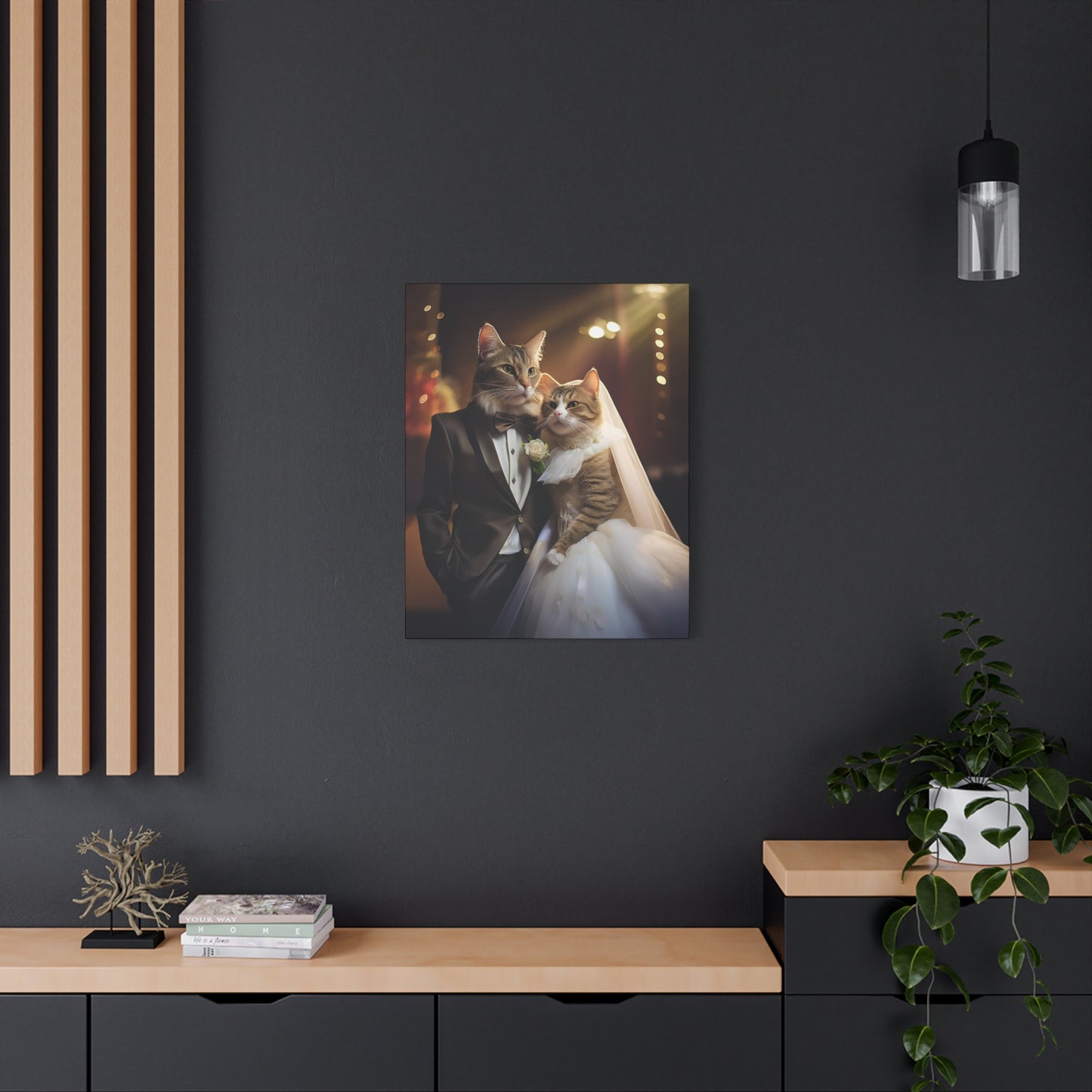 Cat Wedding Day Canvas Art | Stretched Matte Wall Decor 002