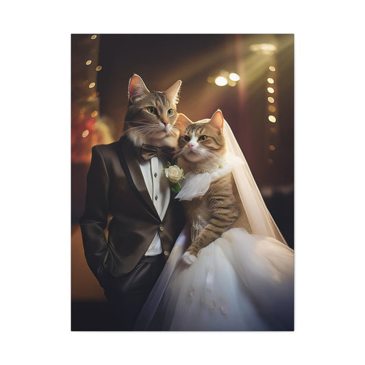 Cat Wedding Day Canvas Art | Stretched Matte Wall Decor 002