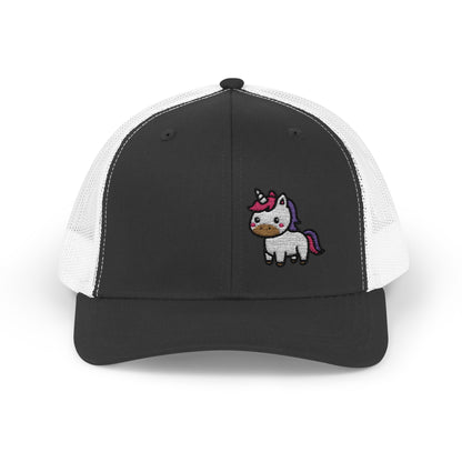 Cute Unicorn Trucker Hat – Embroidered Kawaii Unicorn Hat with Rainbow Tail for Magical Vibes and Whimsical Style