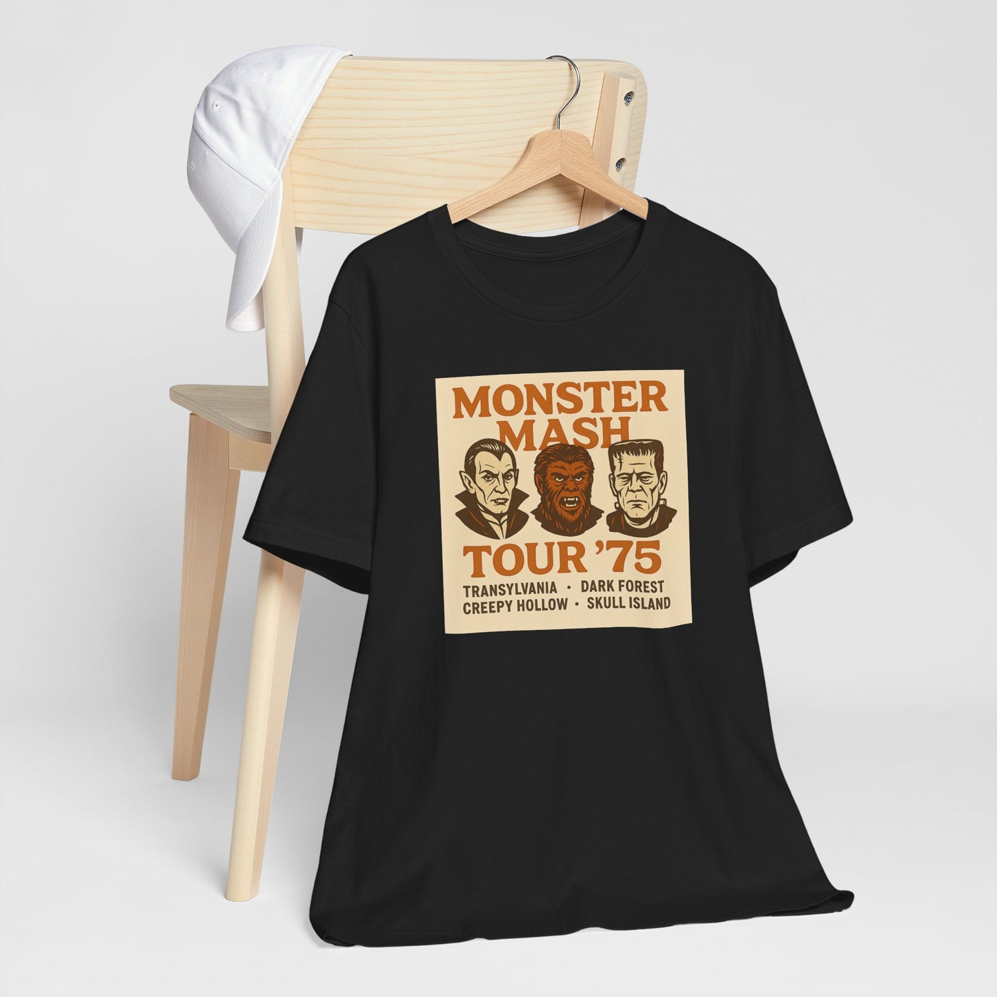 Monster Mash Tour '75 Halloween Shirt – Vintage Horror Band Tee Featuring Dracula, Wolfman, Frankenstein