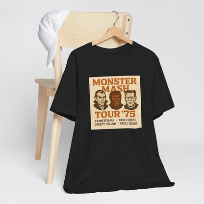 Monster Mash Tour '75 Halloween Shirt – Vintage Horror Band Tee Featuring Dracula, Wolfman, Frankenstein