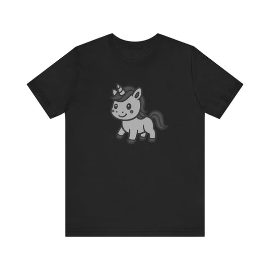 Cute Unicorn Graphic Tee Dark Theme – Kawaii Vector Design with Whimsical Charm
