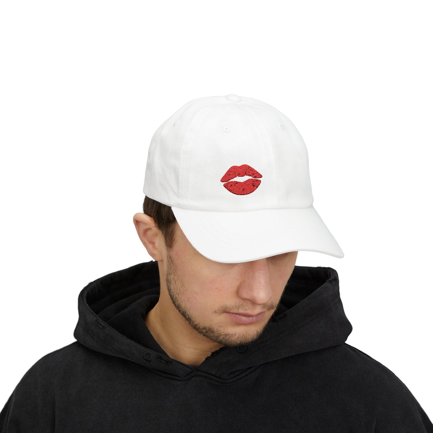 Red Lips Classic Dad Hat – Embroidered Lip Hat for Bold Style, Sassy Vibes, and Flirty Streetwear Looks
