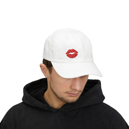 Red Lips Classic Dad Hat – Embroidered Lip Hat for Bold Style, Sassy Vibes, and Flirty Streetwear Looks