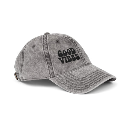 Good Vibes Vintage Hat – Embroidered Retro Text Hat for Positive Vibes, Chill Style, and Everyday Feel-Good Energy
