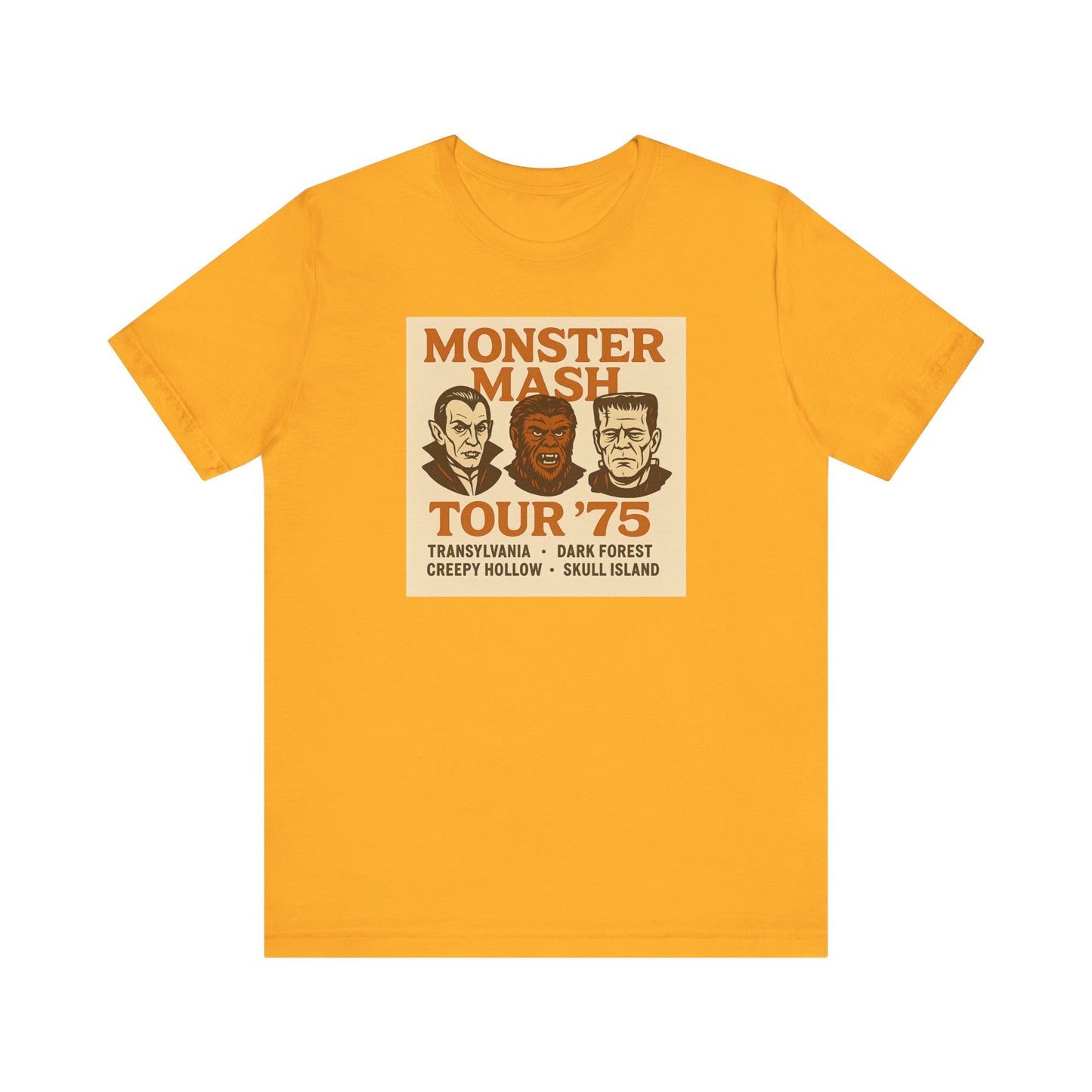 Monster Mash Tour '75 Halloween Shirt – Vintage Horror Band Tee Featuring Dracula, Wolfman, Frankenstein
