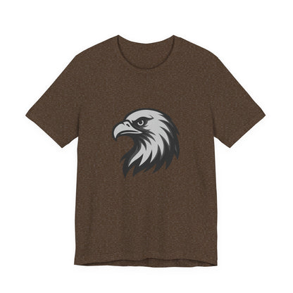 Eagle Head Graphic T-Shirt – Bold Dark Theme Grayscale Bird of Prey Design on Black Tee with Fierce Detail and Modern Ghost Effect. Unisex Jersey Short Sleeve Tee