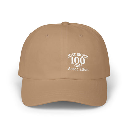 Just Under 100 Golf Classic Dad Hat – Embroidered Funny Golf Hat for Weekend Golfers and Casual Fairway Vibes. White Letters