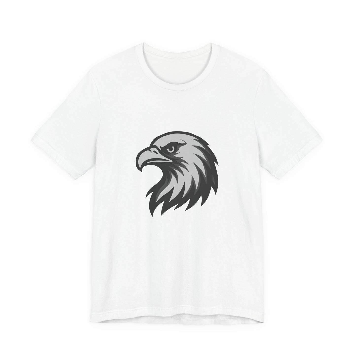 Eagle Head Graphic T-Shirt – Bold Dark Theme Grayscale Bird of Prey Design on Black Tee with Fierce Detail and Modern Ghost Effect. Unisex Jersey Short Sleeve Tee