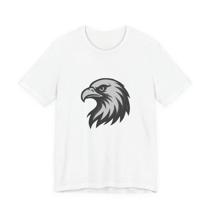 Eagle Head Graphic T-Shirt – Bold Dark Theme Grayscale Bird of Prey Design on Black Tee with Fierce Detail and Modern Ghost Effect. Unisex Jersey Short Sleeve Tee