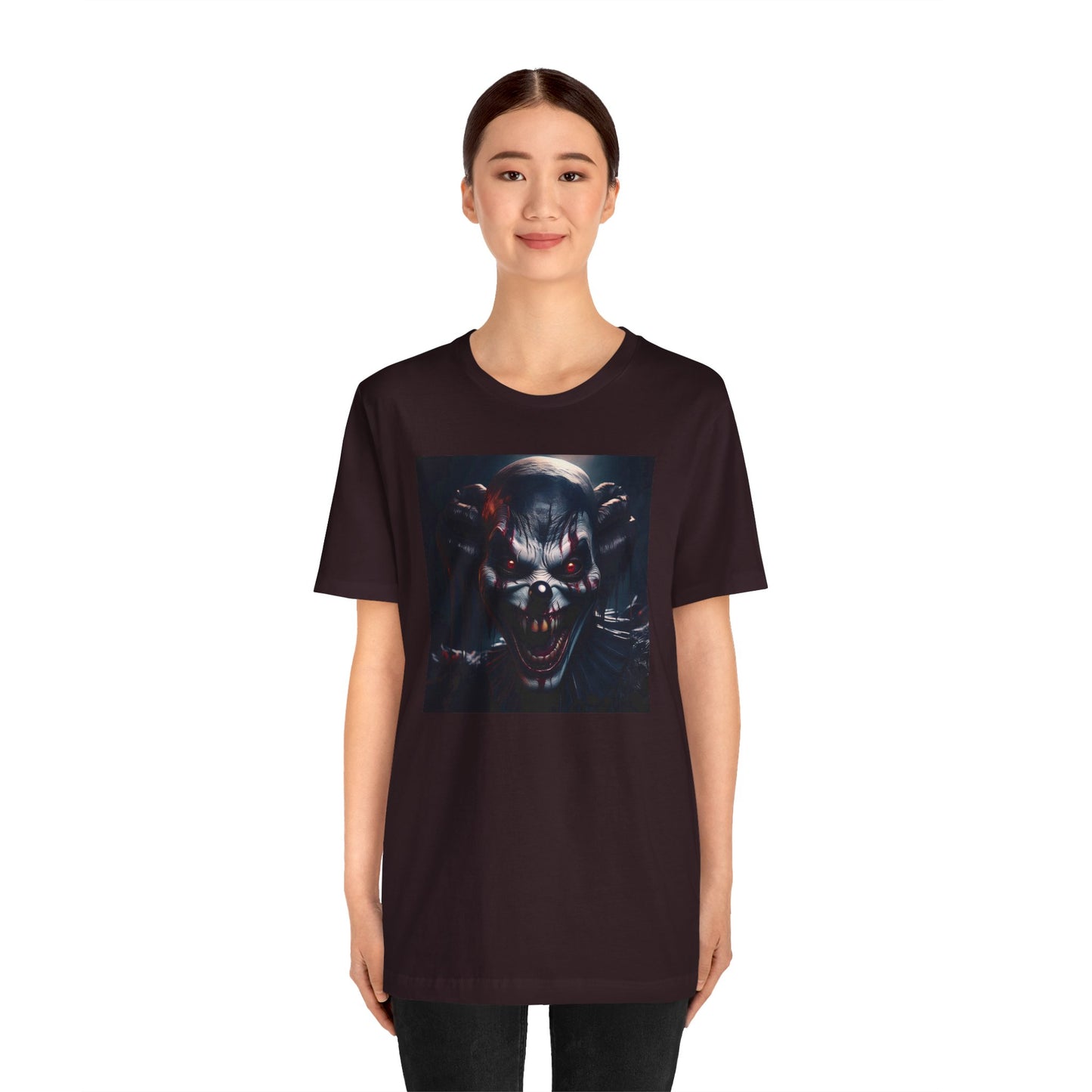 Terrifying Clown Face Halloween Shirt – Haunted Circus Horror Graphic Tee for Halloween Fright Fans