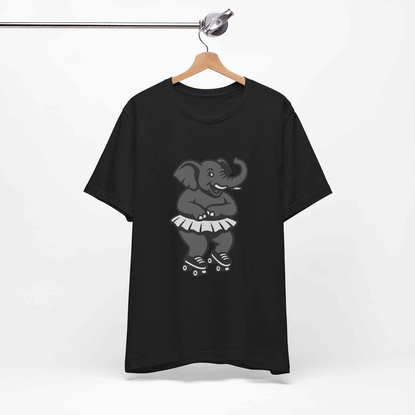 Roller Skating Elephant Graphic Tee Dark Theme – Funny Circus Style Vector Design