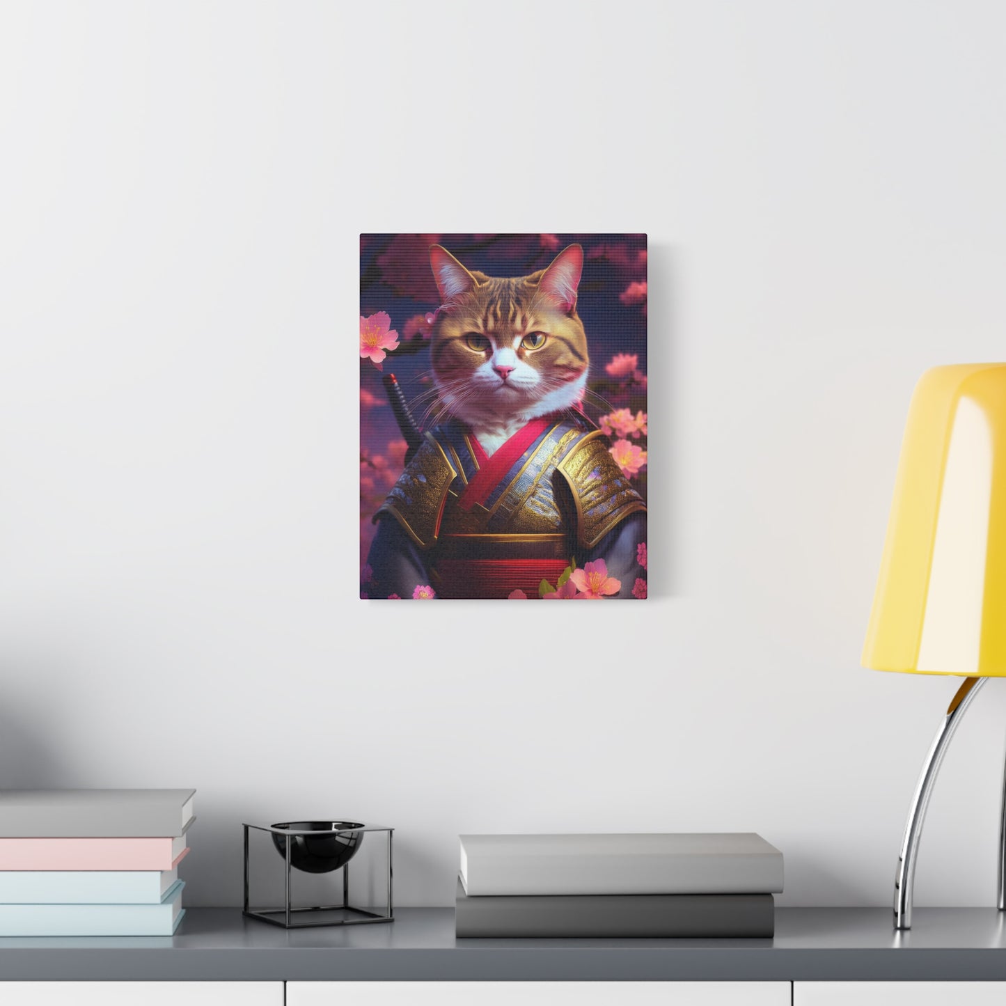 Female Cat Samurai Canvas Art | Stretched Matte Wall Decor 001