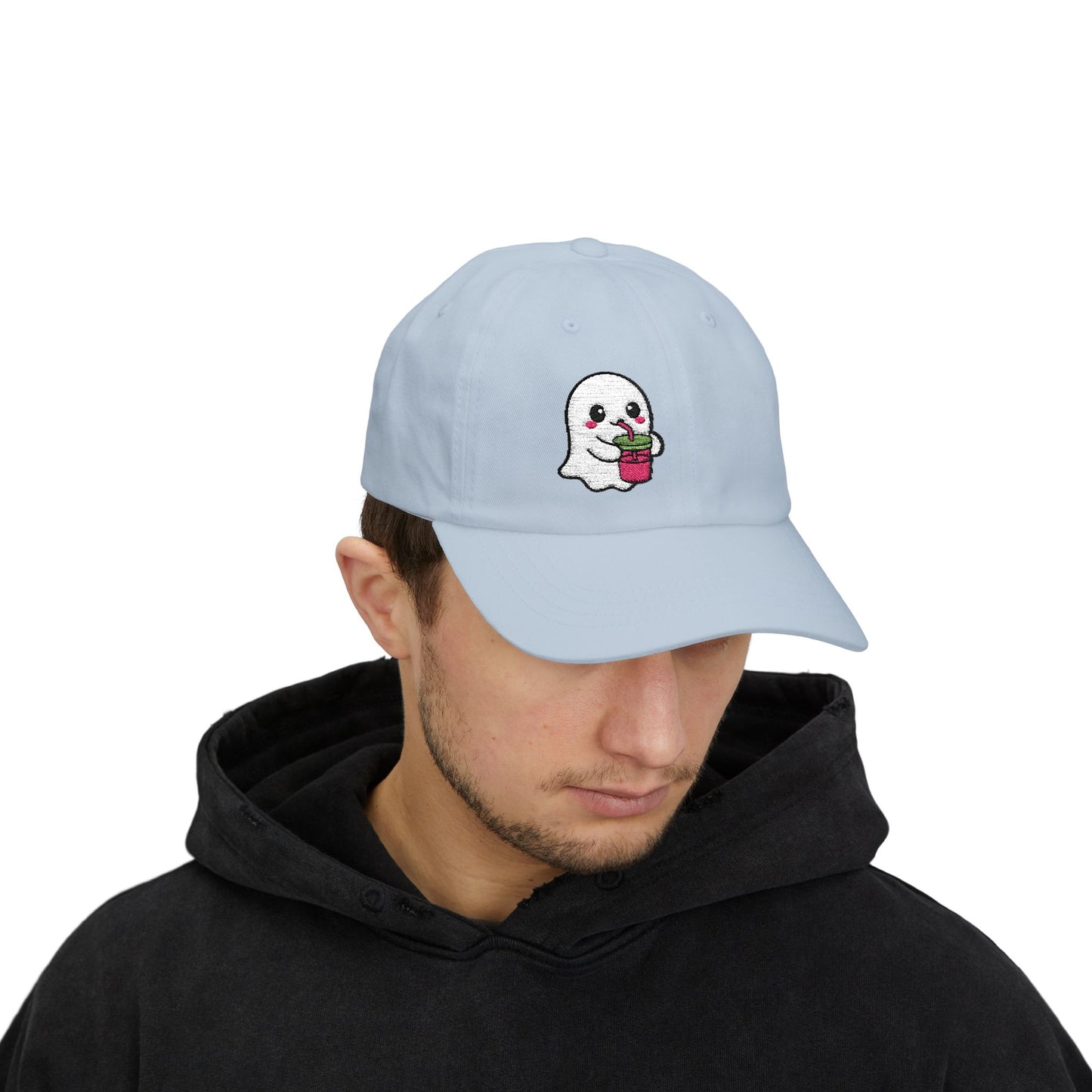 Cute Ghost Classic Dad Hat – Embroidered Kawaii Ghost Drinking Hat for Halloween Vibes and Everyday Boo Energy