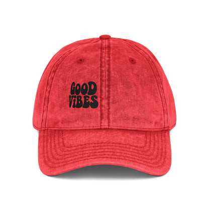 Good Vibes Vintage Hat – Embroidered Retro Text Hat for Positive Vibes, Chill Style, and Everyday Feel-Good Energy