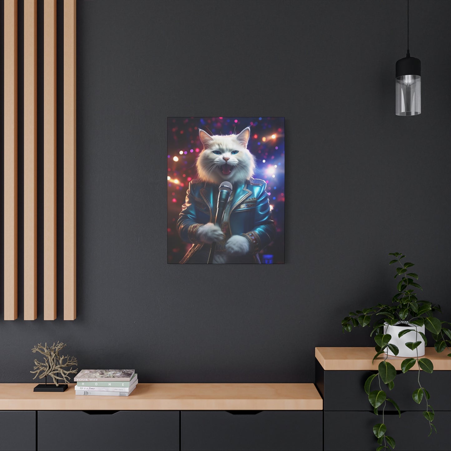 Purr-fectly Cool Lounge Cat Canvas Art | Stretched Matte Wall Decor 004