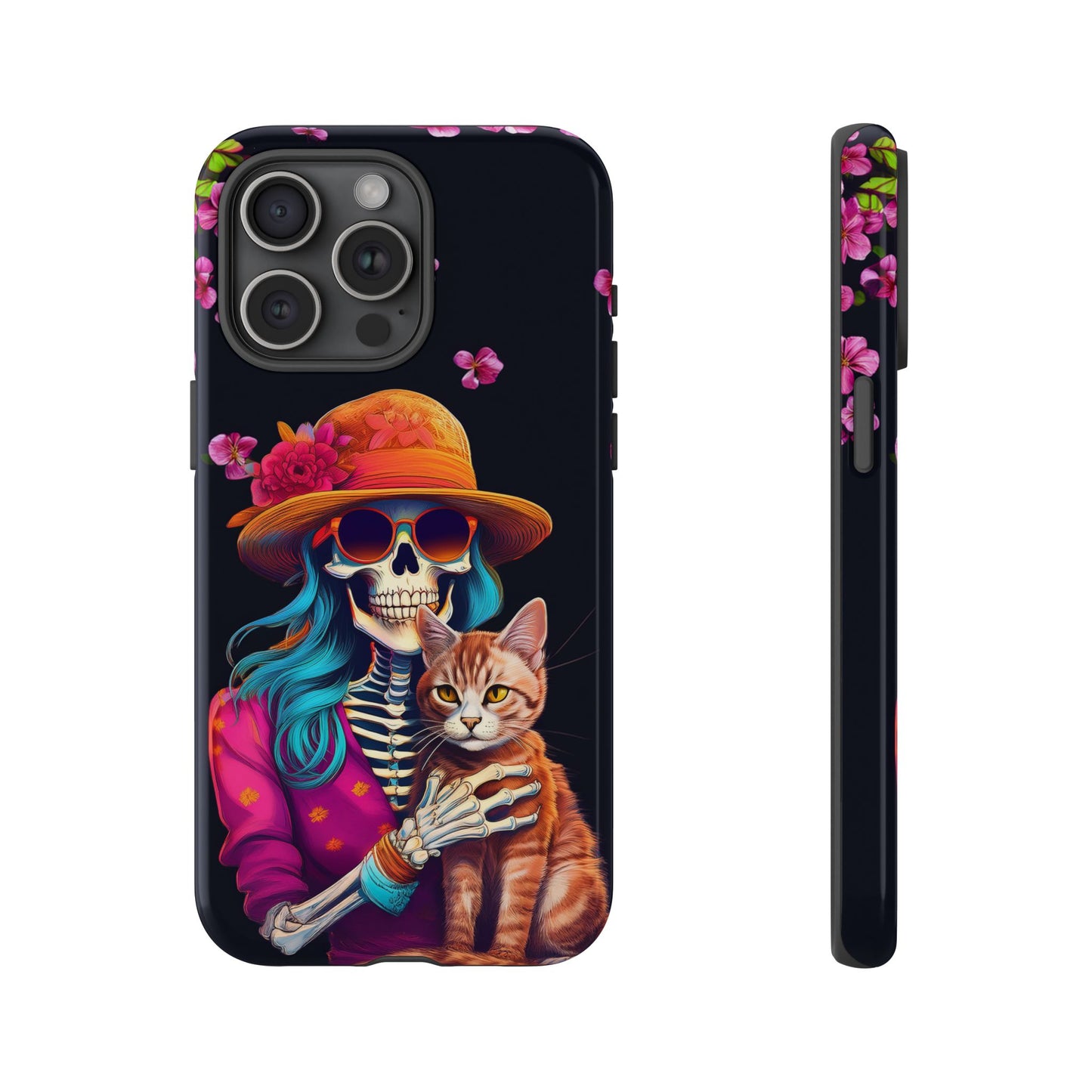 Skeleton holding a Cat Cell Phone Case 001