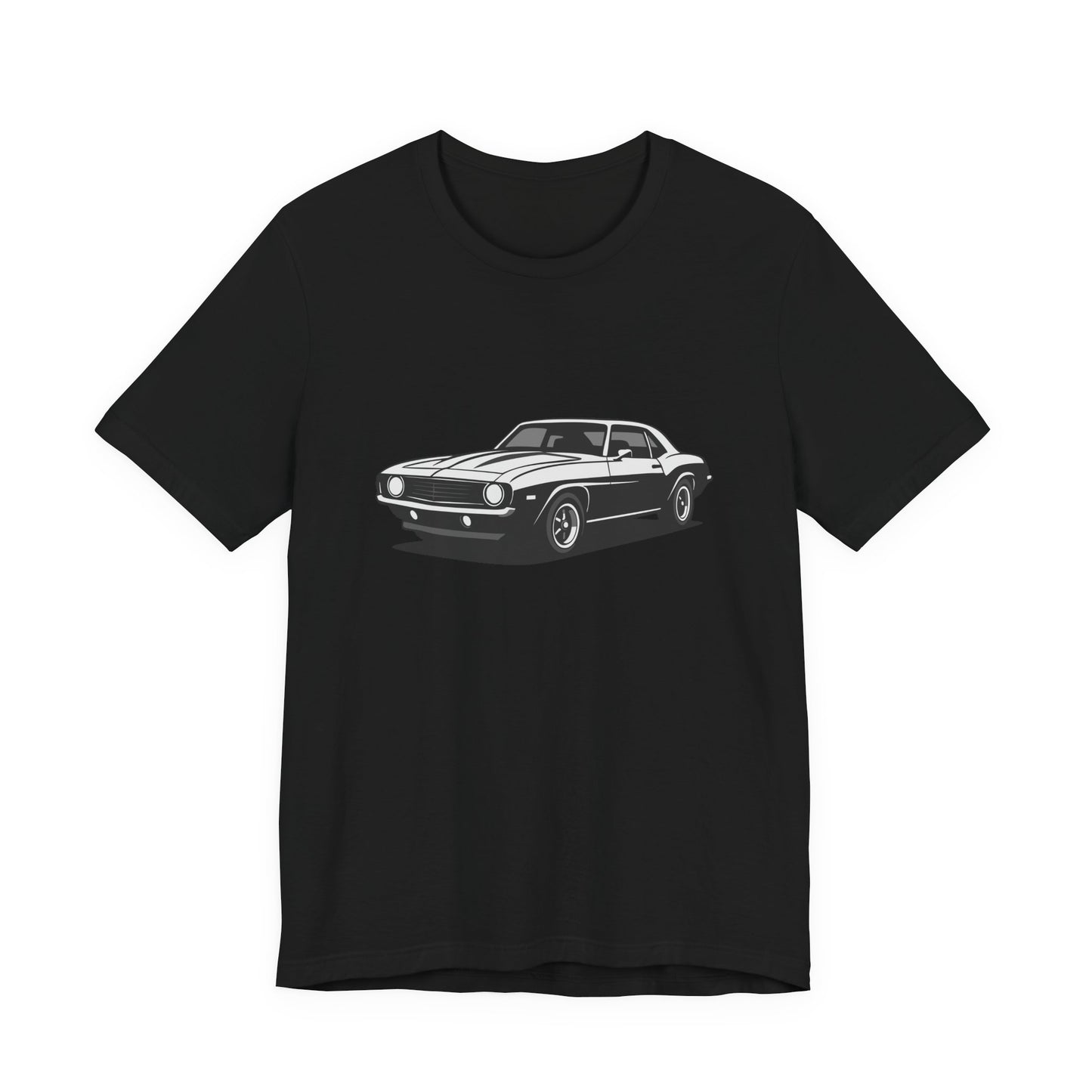 Classic Muscle Car Graphic Tee Dark Theme – Retro Camaro Vector Design for Auto Enthusiasts