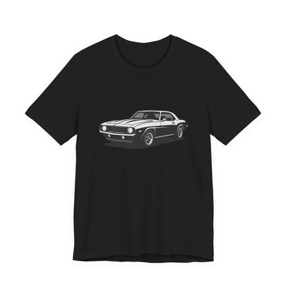 Classic Muscle Car Graphic Tee Dark Theme – Retro Camaro Vector Design for Auto Enthusiasts