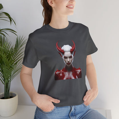 Fierce Devil Woman Halloween Shirt – Seductive Demon Graphic Tee for Bold Halloween Style