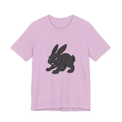 Angry Bunny Graphic T-Shirt – Fierce Black Rabbit Dark Theme Design on Dark Tee for Streetwear, Gym Style, or Bold Animal Aesthetic. Unisex Jersey Short Sleeve Tee