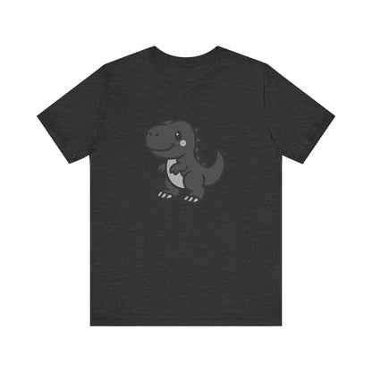 Cute T-Rex Graphic Tee Dark Theme – Kawaii Dinosaur Vector Design for Playful Style