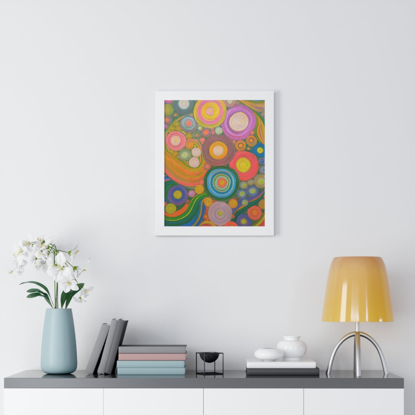 Seeing Circles Framed Vertical Poster - Vibrant Wall Art for Home Decor