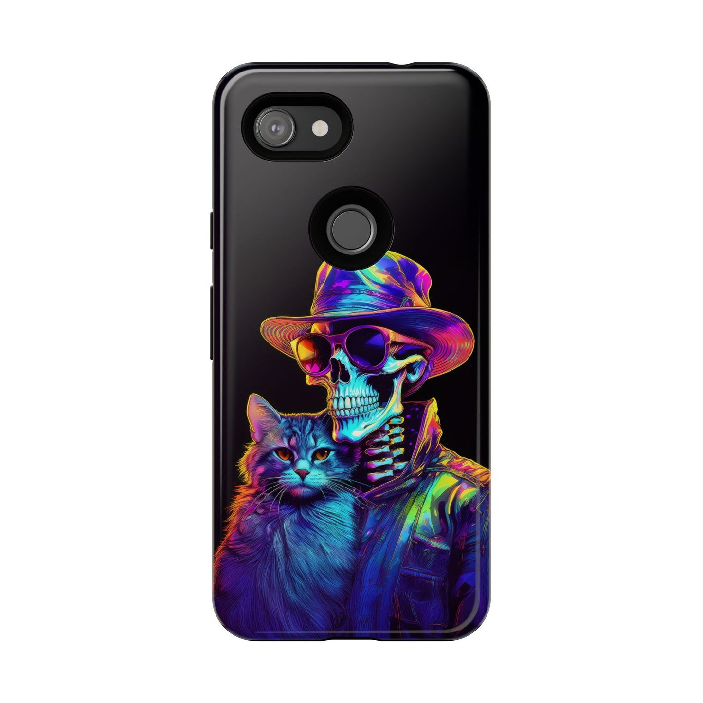 Skeleton holding a Cat Cell Phone Case 002