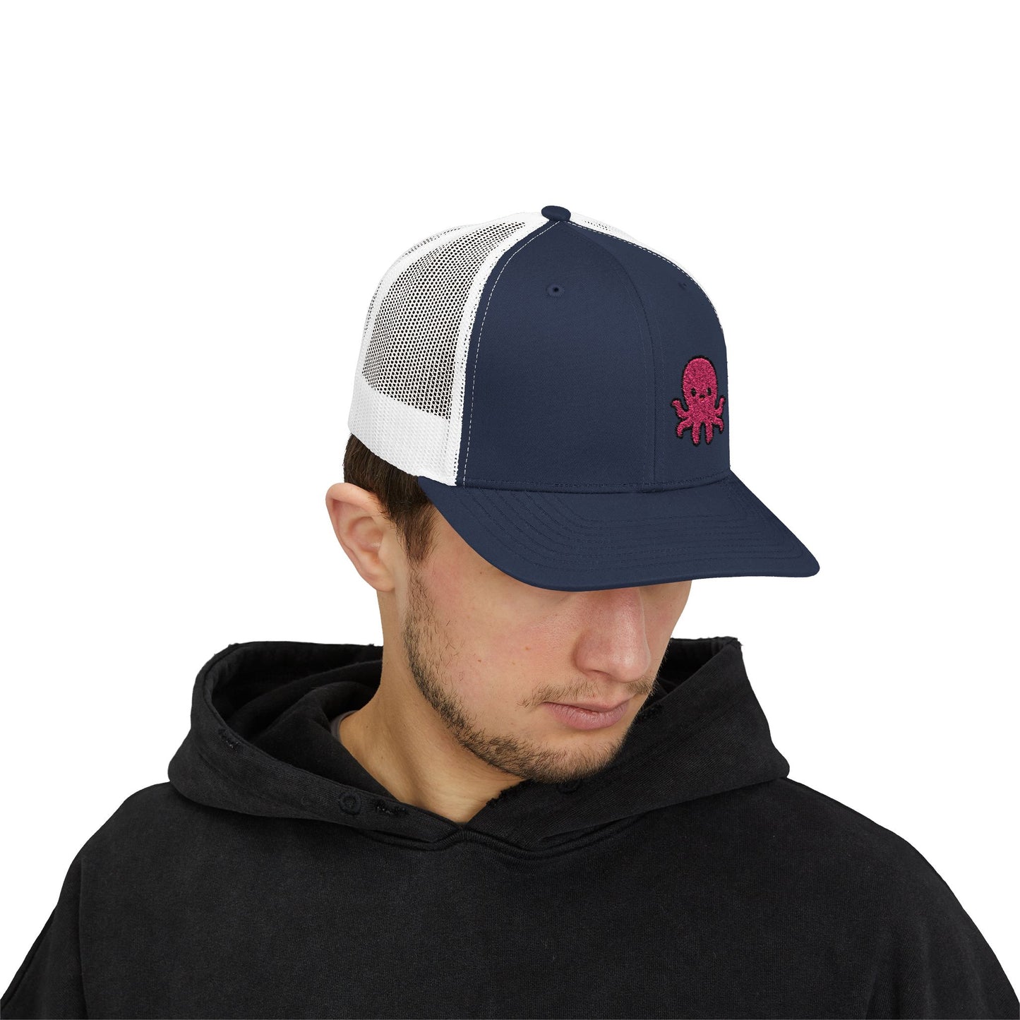Cute Octopus Trucker Hat – Embroidered Kawaii Sea Creature Hat for Ocean Lovers and Tentacle Fans