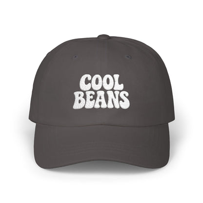 Cool Beans Classic Dad Hat – Embroidered Minimalist Text Hat for Chill Vibes and Quiet Comedy Fans. White Letters