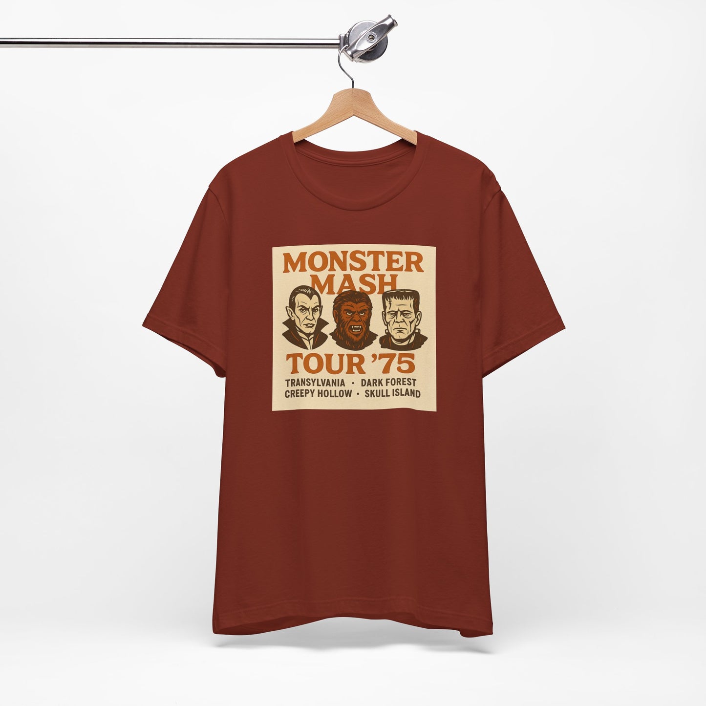 Monster Mash Tour '75 Halloween Shirt – Vintage Horror Band Tee Featuring Dracula, Wolfman, Frankenstein