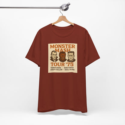 Monster Mash Tour '75 Halloween Shirt – Vintage Horror Band Tee Featuring Dracula, Wolfman, Frankenstein