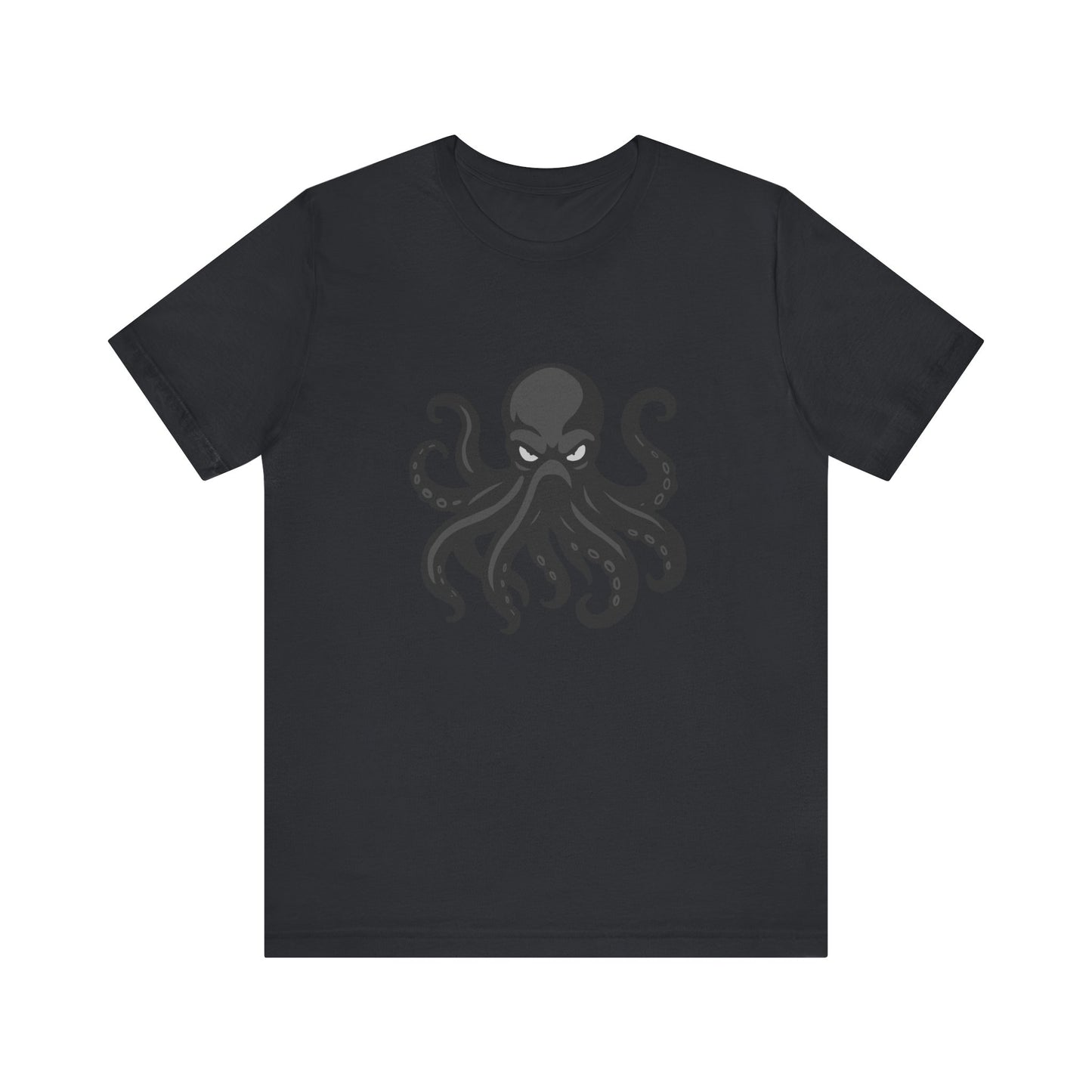 Dark Theme Octopus Graphic T-Shirt – Fierce Grayscale Tentacle Design on Black Tee with Bold Energy and Modern Ghost Effect. Unisex Jersey Short Sleeve Tee