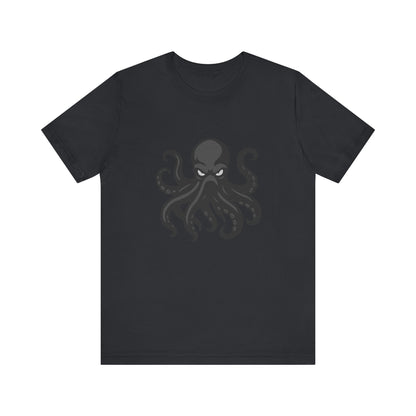 Dark Theme Octopus Graphic T-Shirt – Fierce Grayscale Tentacle Design on Black Tee with Bold Energy and Modern Ghost Effect. Unisex Jersey Short Sleeve Tee