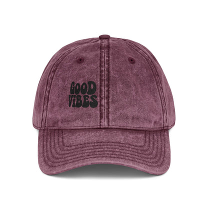 Good Vibes Vintage Hat – Embroidered Retro Text Hat for Positive Vibes, Chill Style, and Everyday Feel-Good Energy
