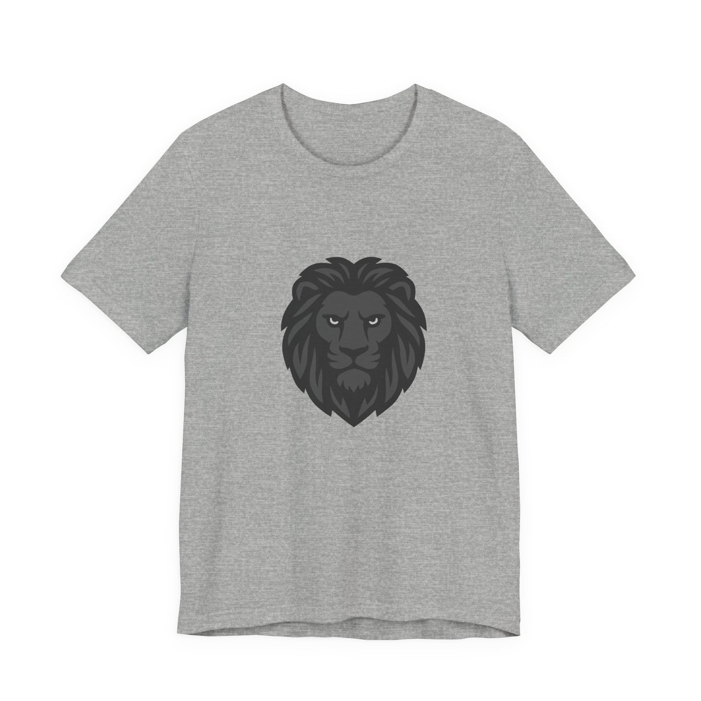 Dark Lion Graphic T-Shirt – Dark Theme Grayscale Lion Face Design on Black Tee for Strength, Confidence, and Modern Ghost Effect Style. Unisex Jersey Short Sleeve Tee