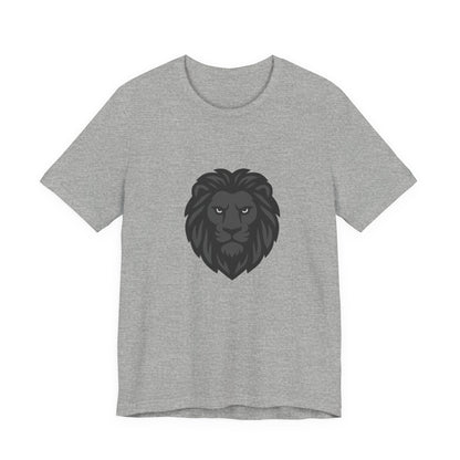Dark Lion Graphic T-Shirt – Dark Theme Grayscale Lion Face Design on Black Tee for Strength, Confidence, and Modern Ghost Effect Style. Unisex Jersey Short Sleeve Tee