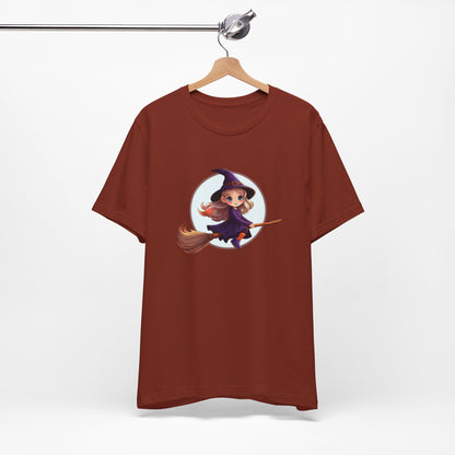 Cute Witch on a Broom Halloween Shirt – Adorable Flying Witch Graphic Tee for Kids and Magic Lovers